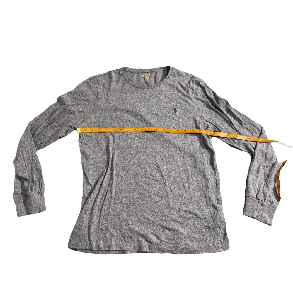 Polo Ralph Lauren Men's Custom Fit Long Sleeve Shirt Sz Medium Gray Heather Pony